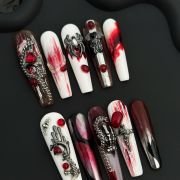 Wujasmine Press on nails Bloody Romance Halloween