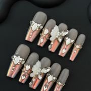 Wujasmine Press on nails fake nails-French Magic Butterfly