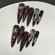 Wujasmine Press on nails Halloween cat’s eye rubbing