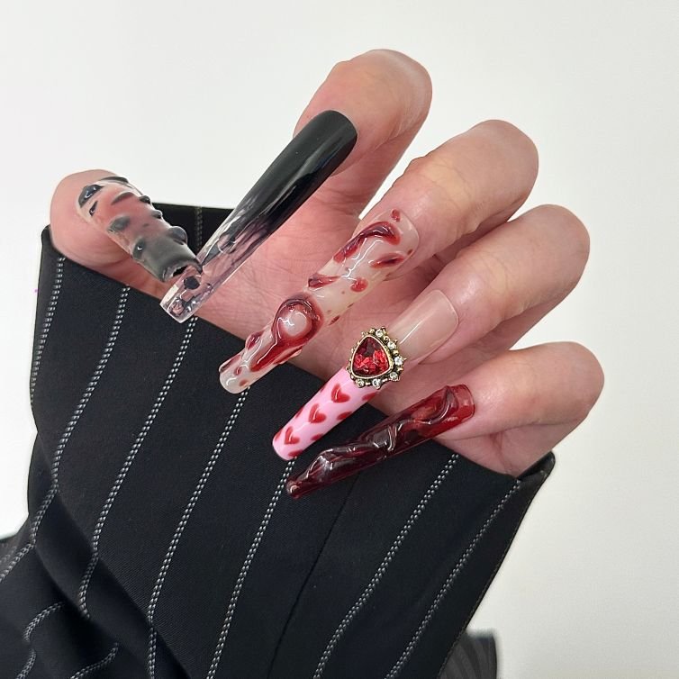 Wujasmine Press on nails 1031Bloody Mary Nail Set