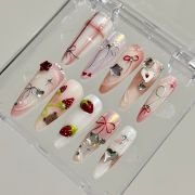 Wujasmine Press on nails 214Strawberry Nail Set