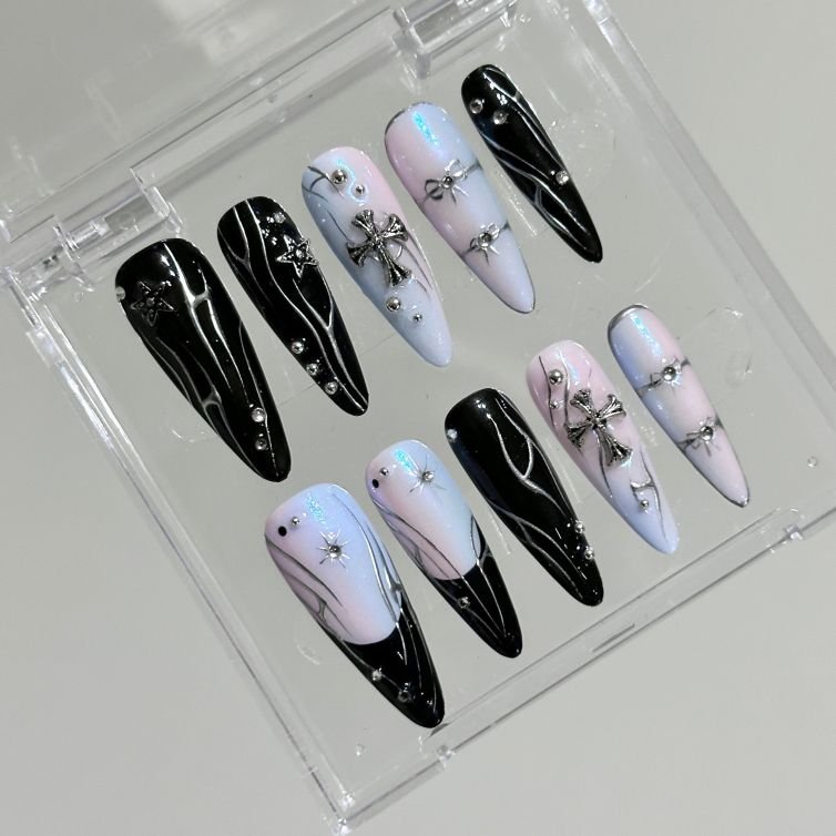 Wujasmine Press on nails 926Y2k Violet Nail Set