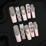 Wujasmine Press on nails fake nails short press on nails-Pink Ballet