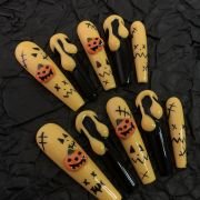 Wujasmine Press on nails Halloween Pumpkin Party