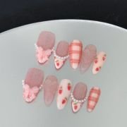 Wujasmine Press on nails fake nails -Strawberry Cheese 🍓🧀